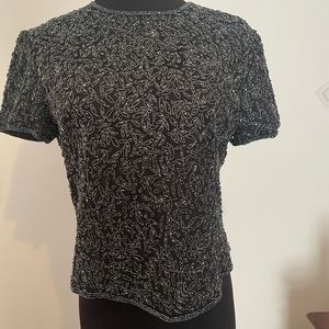 Petite Medium silk beaded Papell Boutique Evening top perfect for Era’s Tour!